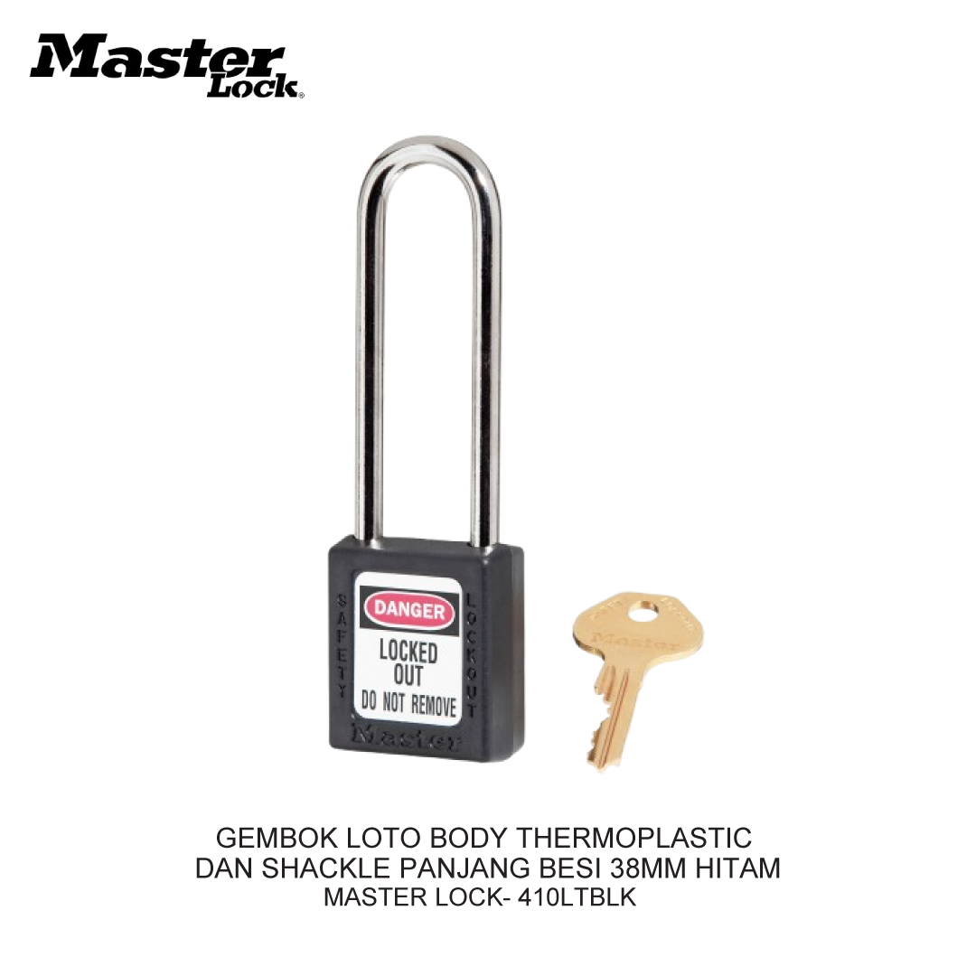 GEMBOK LOTO BODY THERMOPLASTIC AND SHACKLE BESI 38MM BLACK