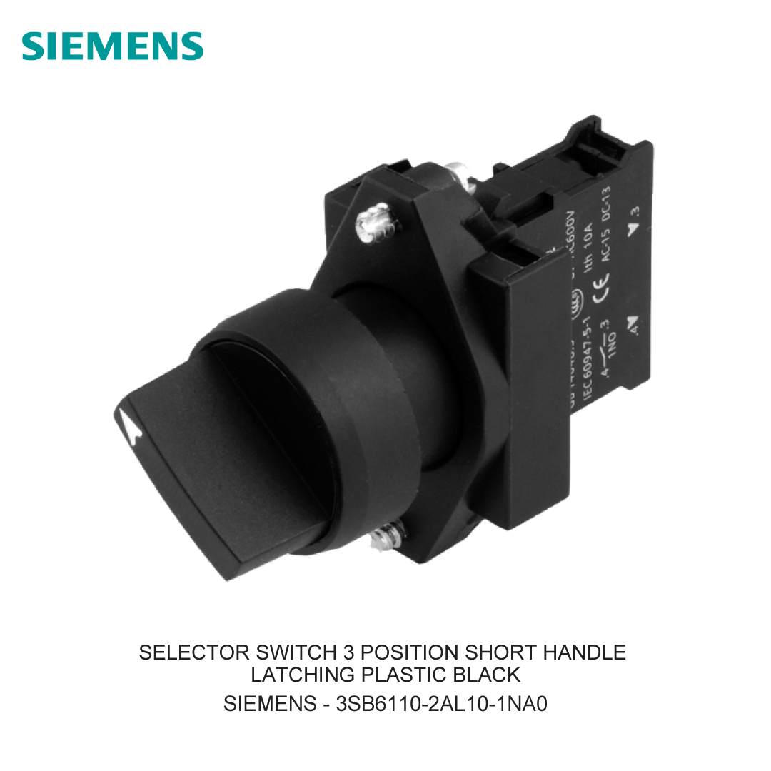 SELECTOR SWITCH 3 POSITION SHORT HANDLE LATCHING PLASTIC BLACK