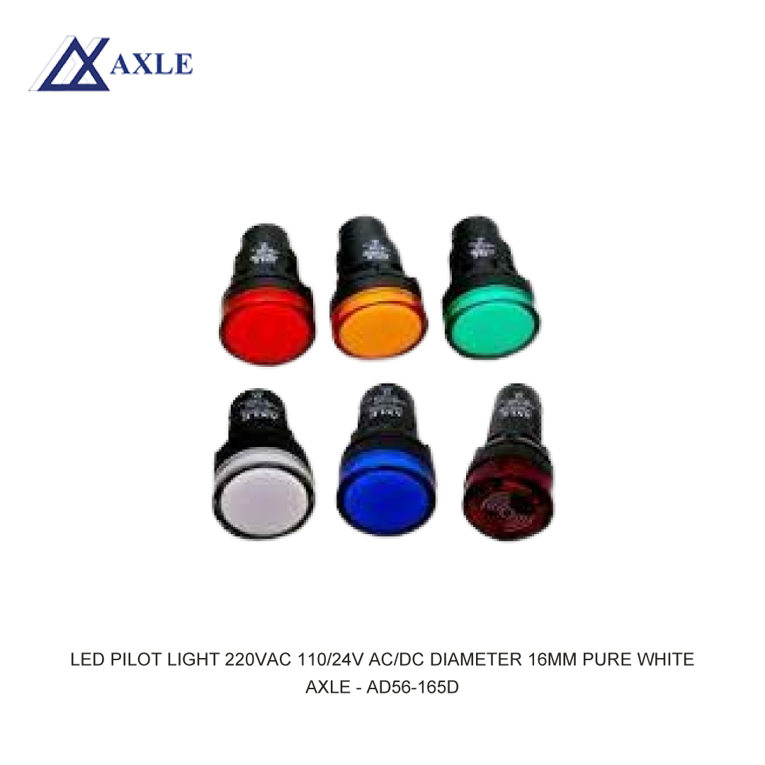 AXLE LED PILOT LIGHT 220VAC 110/24V AC/DC DIAMETER 16MM P. WHITE
