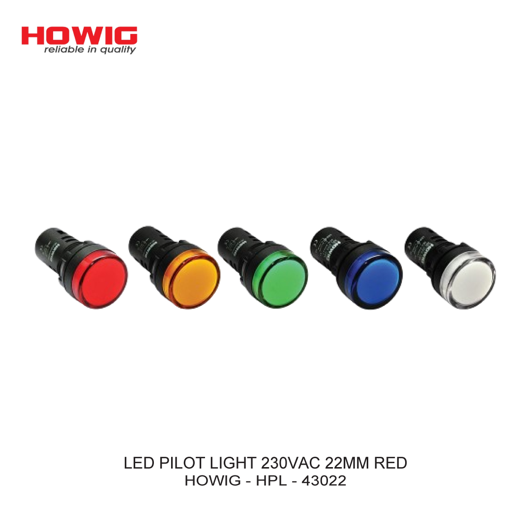 LED PILOT LIGHT 230VAC 22MM RED