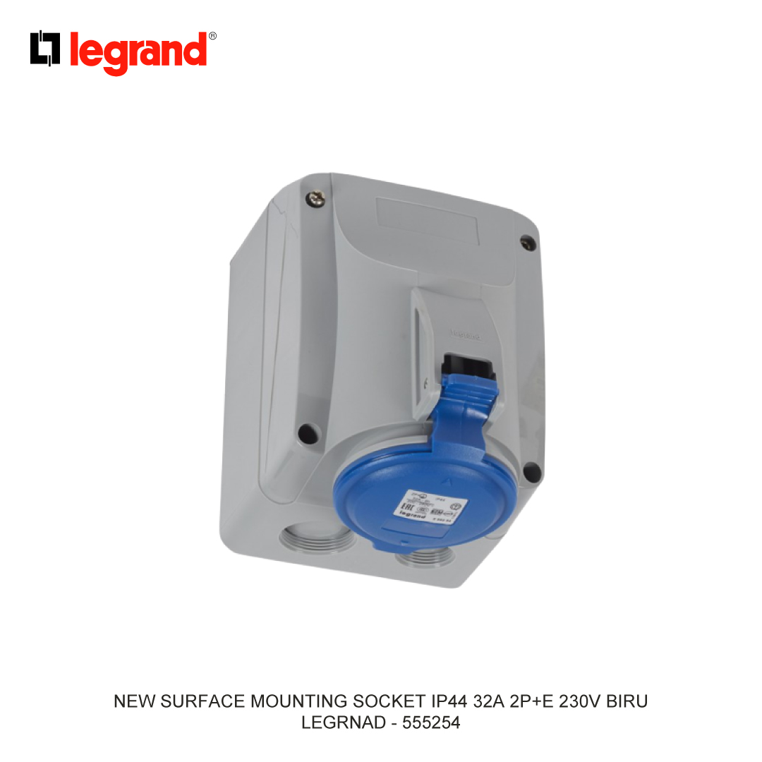 NEW SURFACE MOUNTING SOCKET IP44 32A 2P+E 230V BLUE