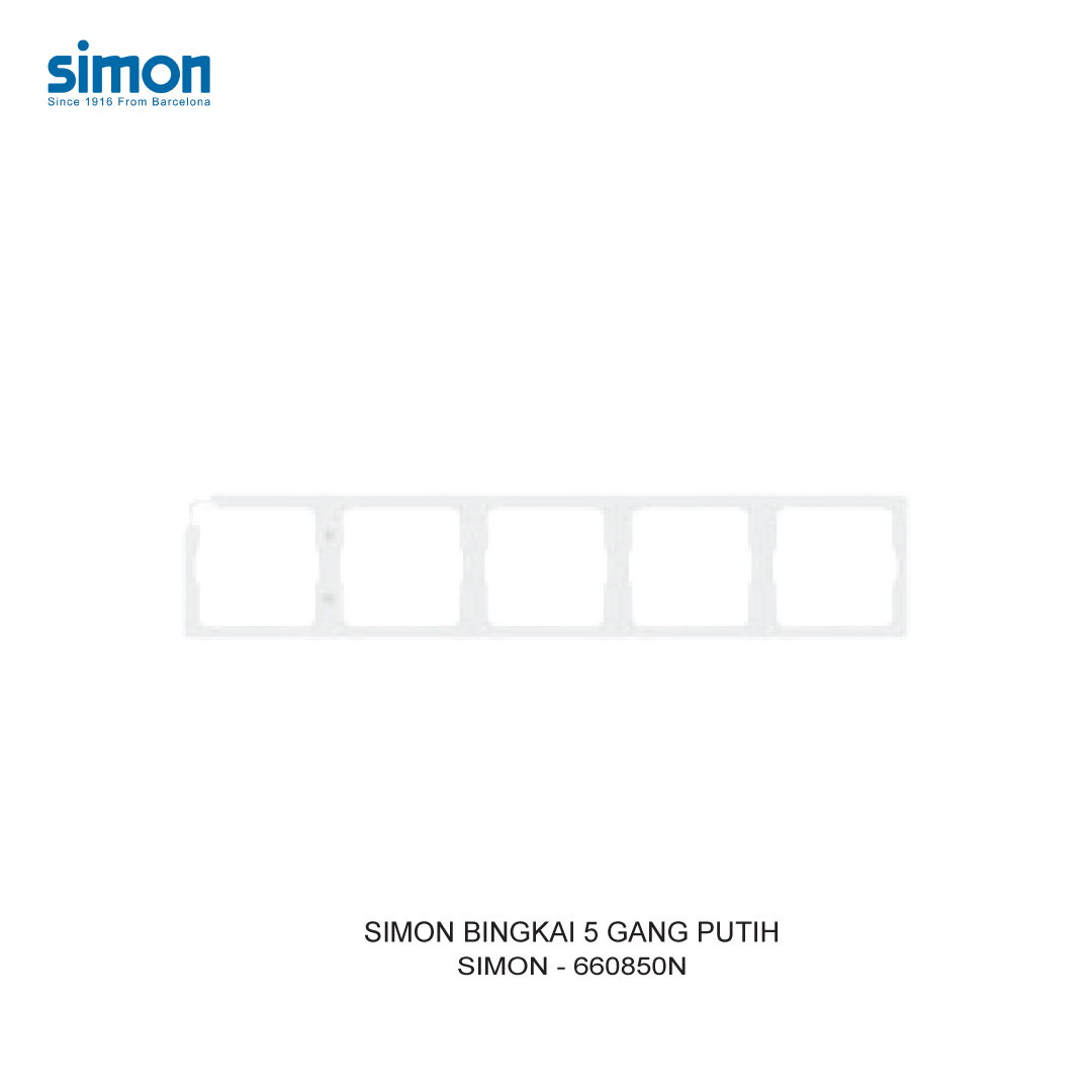 SIMON 5 GANG FRAME WHITE