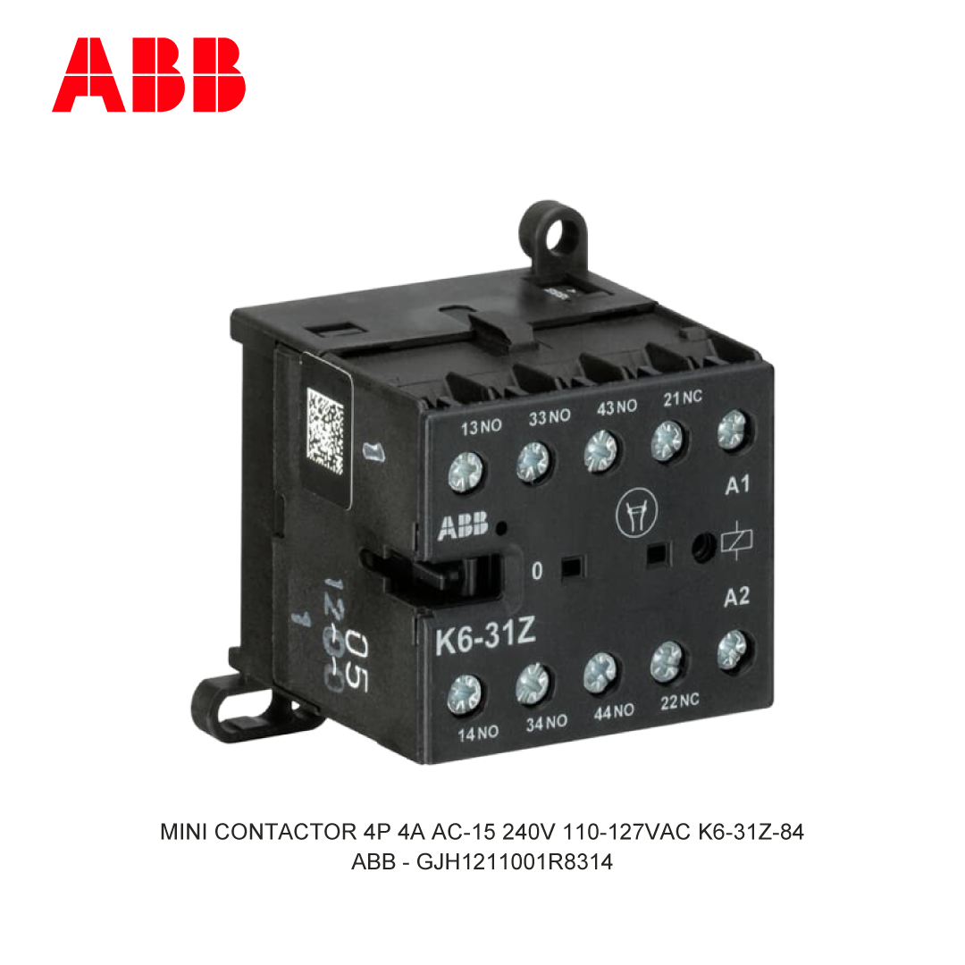 MINI CONTACTOR 4P 4A AC-15 240V 110-127VAC K6-31Z-84