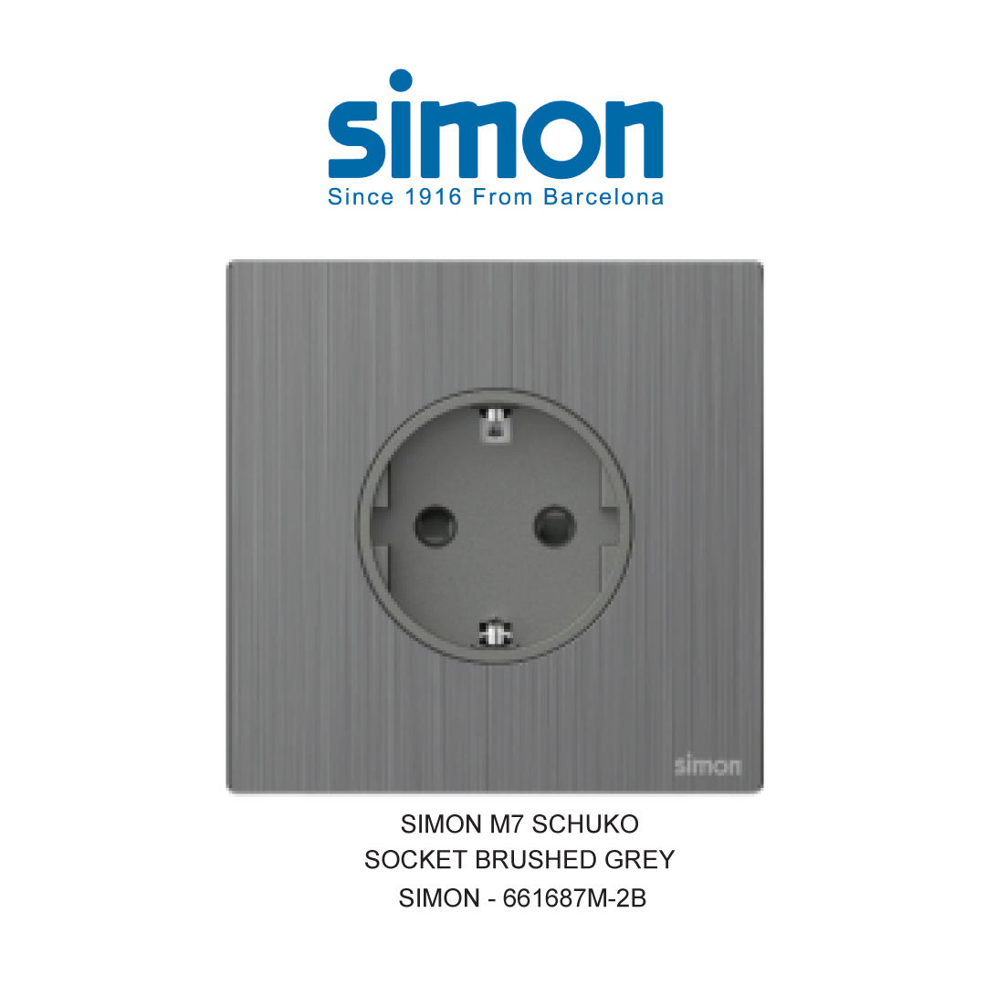 SIMON SCHUKO SOCKET BRUSHED GREY