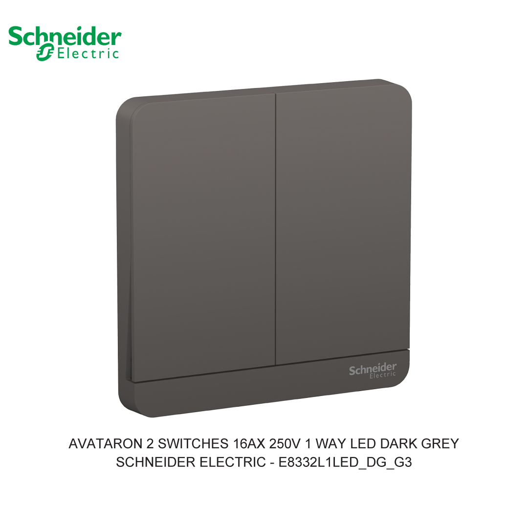 AVATARON 2 SWITCHES 16AX 250V 1 WAY LED DARK GREY