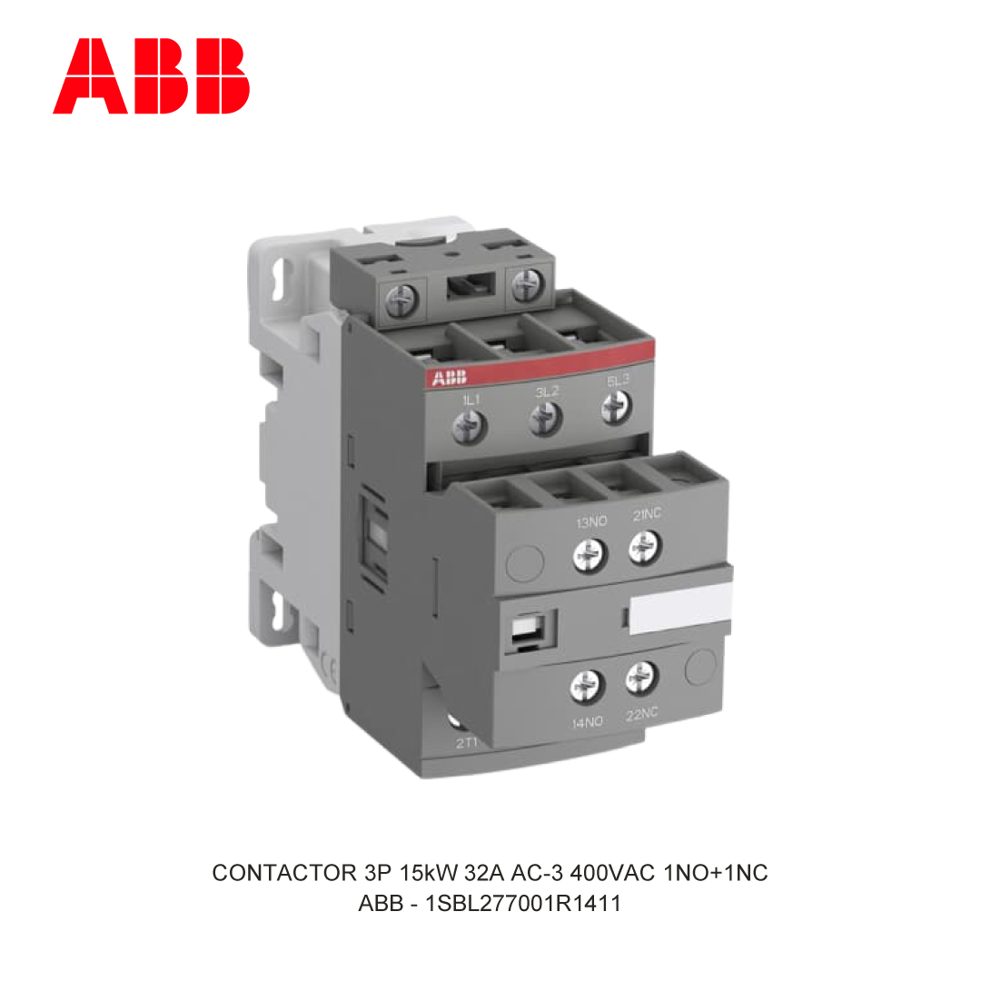 CONTACTOR 3P 15kW 32A AC-3 250-500V AC/DC 400V COIL 1NO+1NC