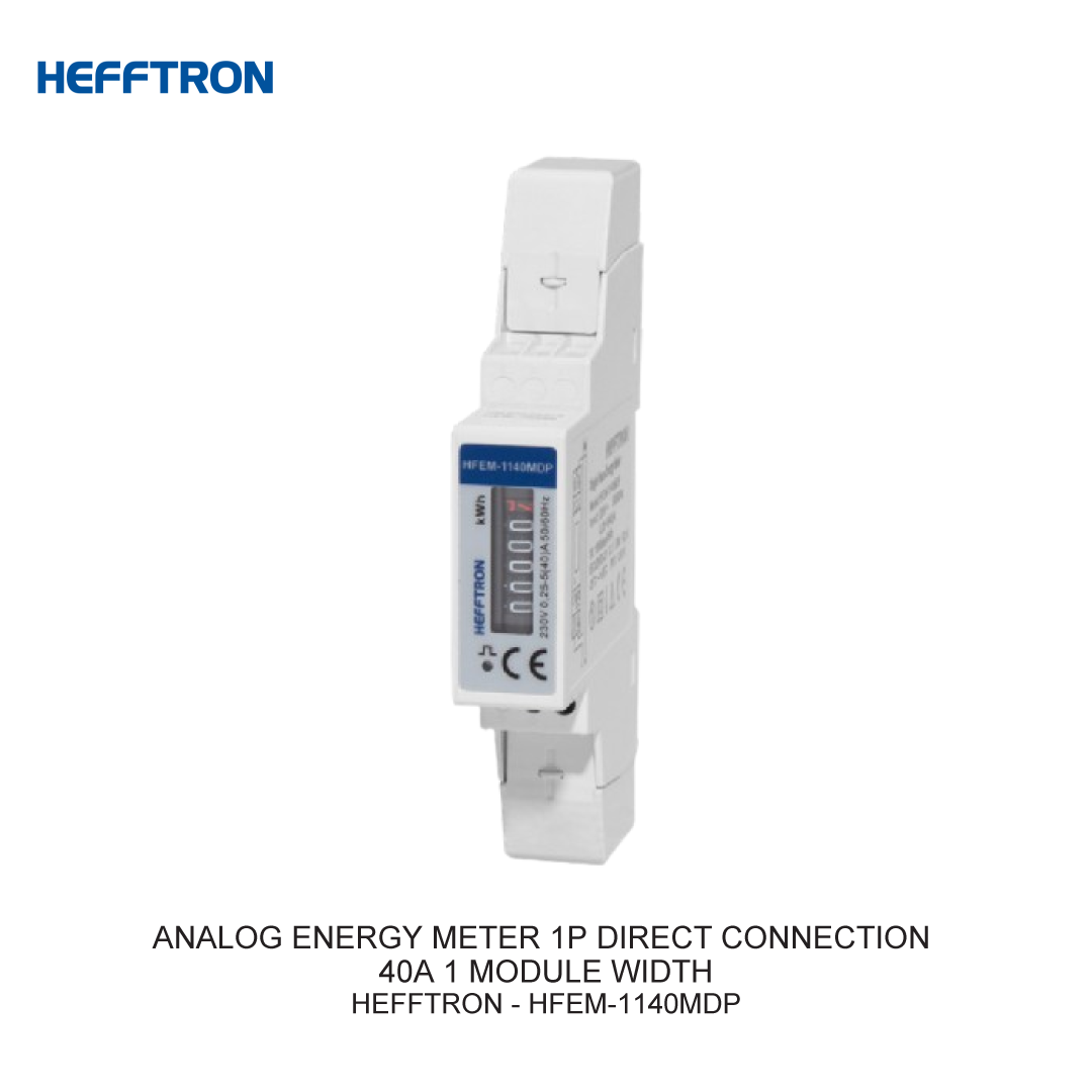 ANALOG ENERGY METER 1P DIRECT CONNECTION 40A 1 MODULE WIDTH