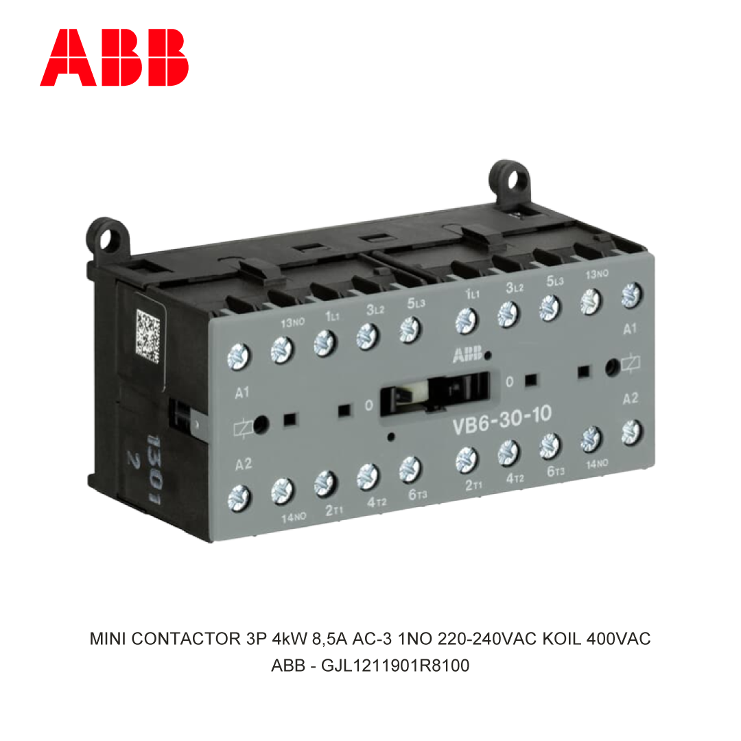 MINI KONTAKTOR 3P 4kW 8.5A AC-3 220-240V COIL 400VAC 1NO