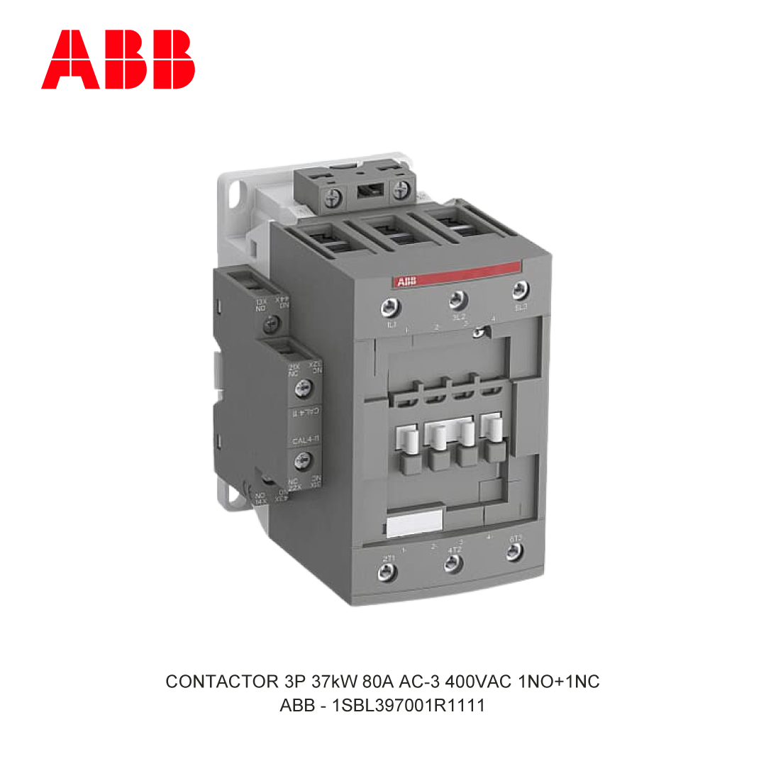 CONTACTOR 3P 37kW 80A AC-3 24-60VAC 20-60VDC 400V COIL 1NO+1NC