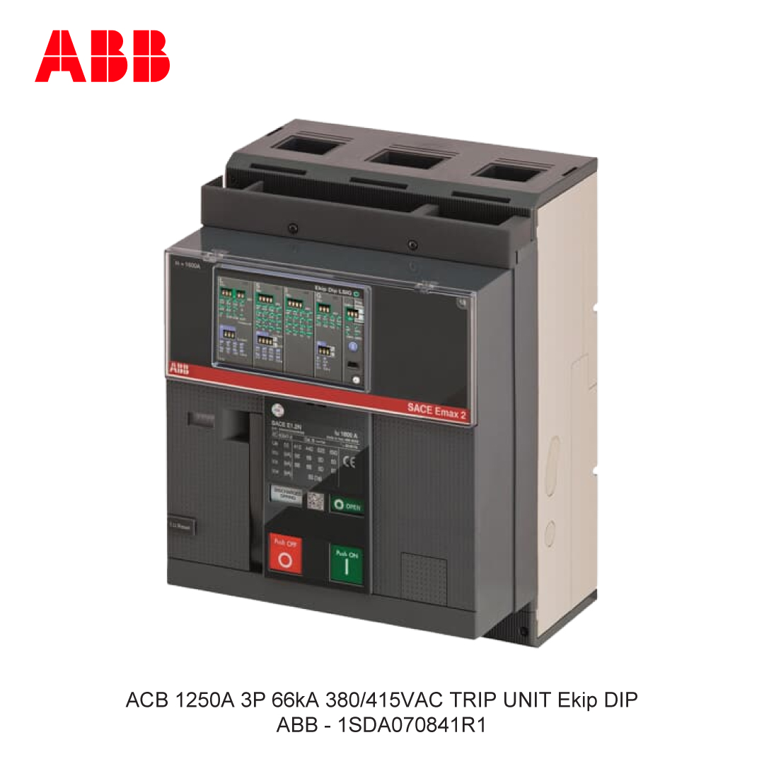 ACB 1250A 3P 66kA 380/415VAC TRIP UNIT Ekip DIP ABB