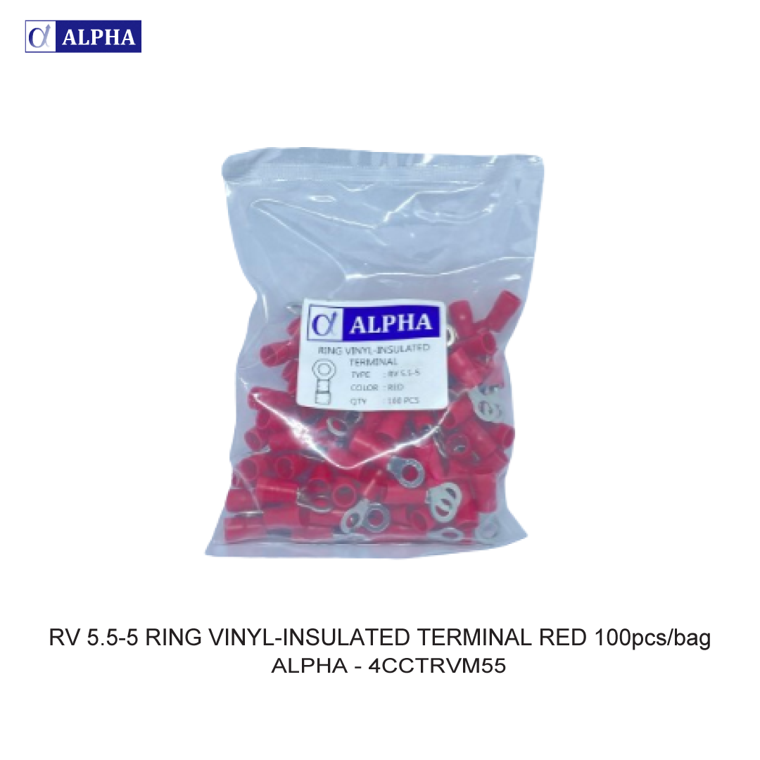 RV 5.5-5 RING VINYL-INSULATED TERMINAL RED 100pcs/bag