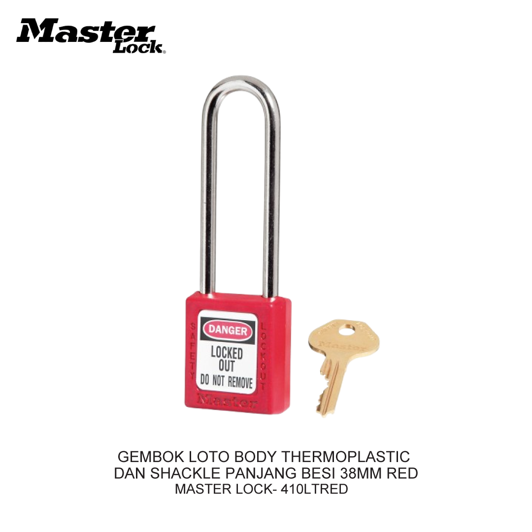 GEMBOK LOTO BODY THERMOPLASTIC AND SHACKLE BESI 38MM RED