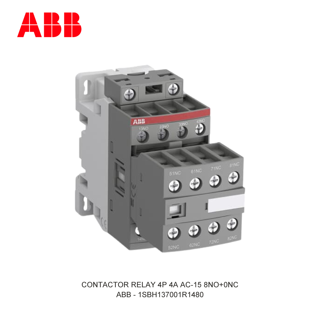 CONTACTOR RELAY 4P 4A AC-15 8NO+0NC