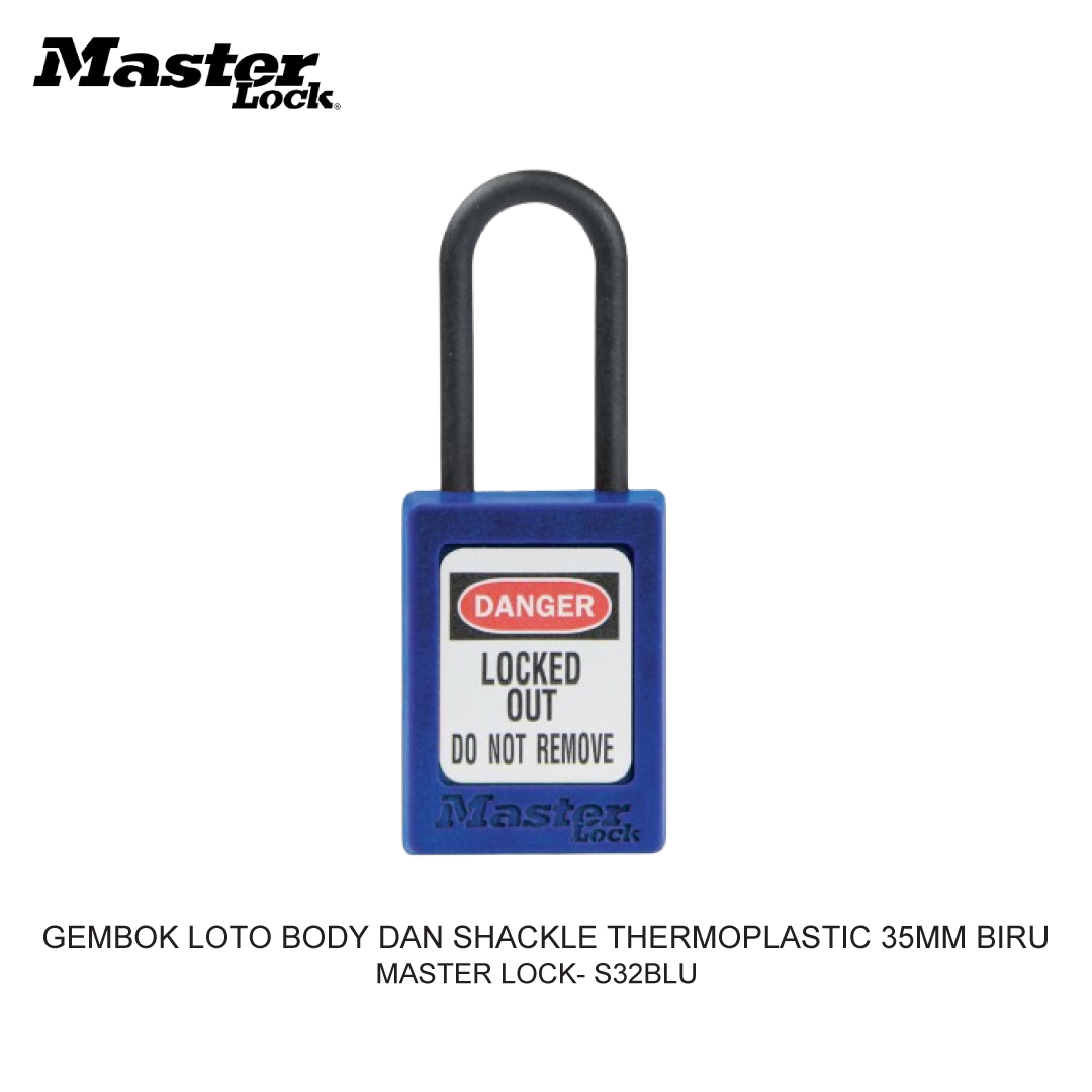 GEMBOK LOTO BODY AND SHACKLE THERMOPLASTIC 35MM BLUE