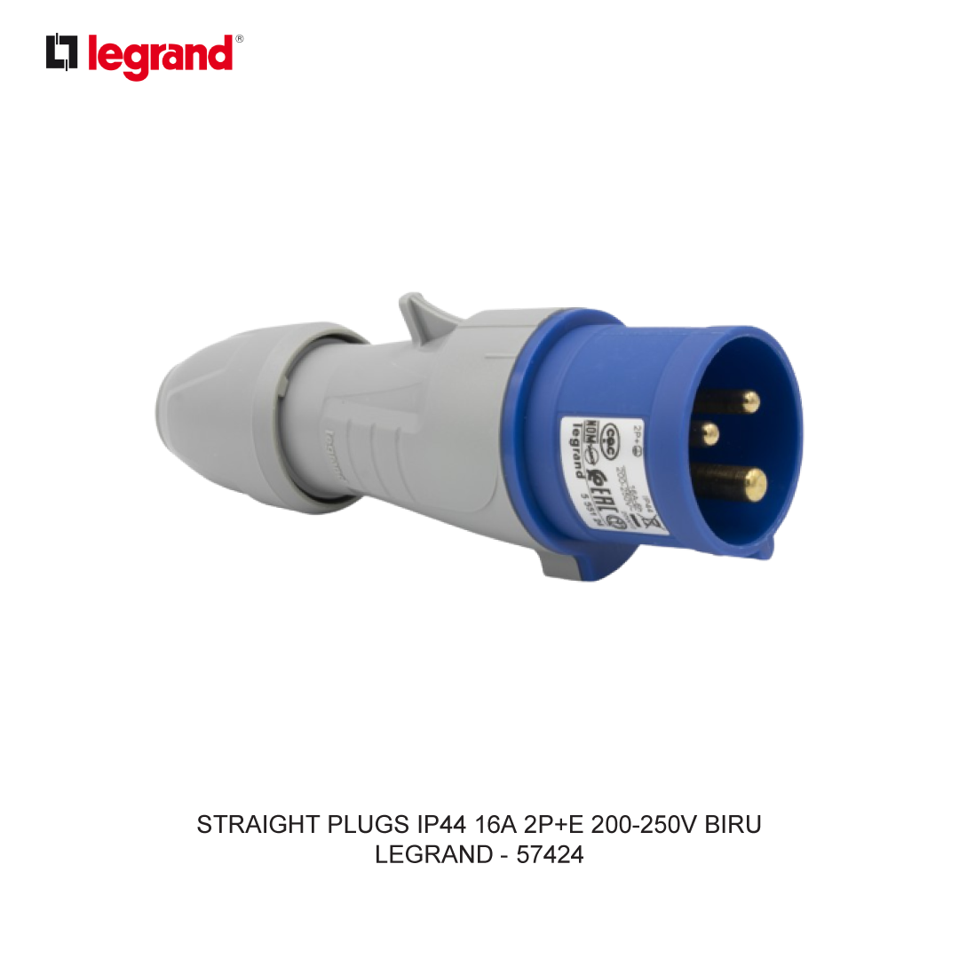 STRAIGHT PLUGS IP44 16A 2P+E 200-250V BLUE