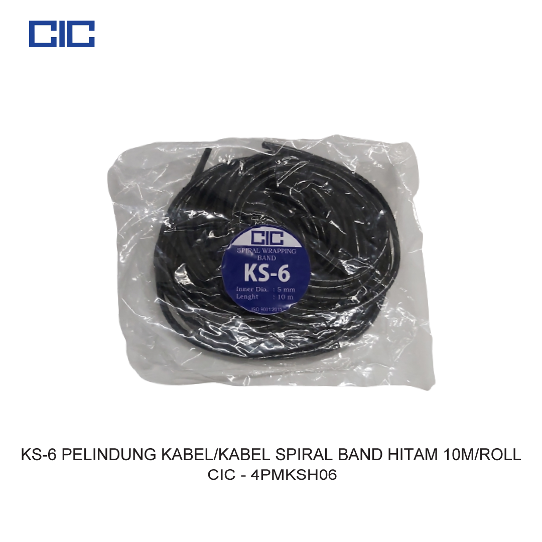 KS-6 PELINDUNG KABEL/KABEL SPIRAL BAND HITAM 10M/ROLL