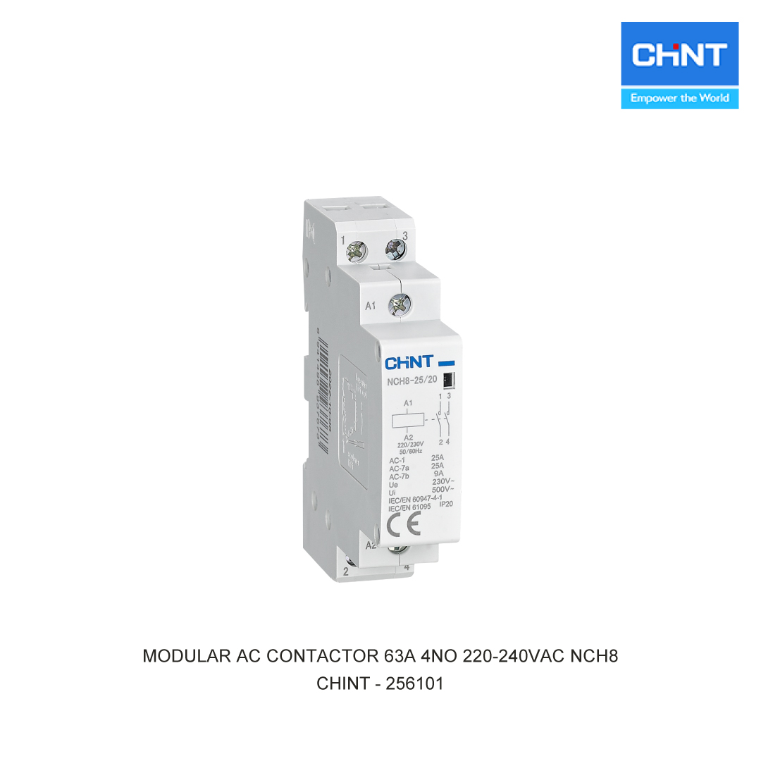 MODULAR AC CONTACTOR 63A 4NO 220-240VAC NCH8