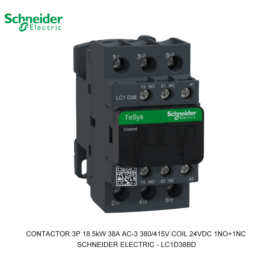 CONTACTOR 3P 18.5kW 38A AC-3 380/415V COIL 24VDC 1NO+1NC