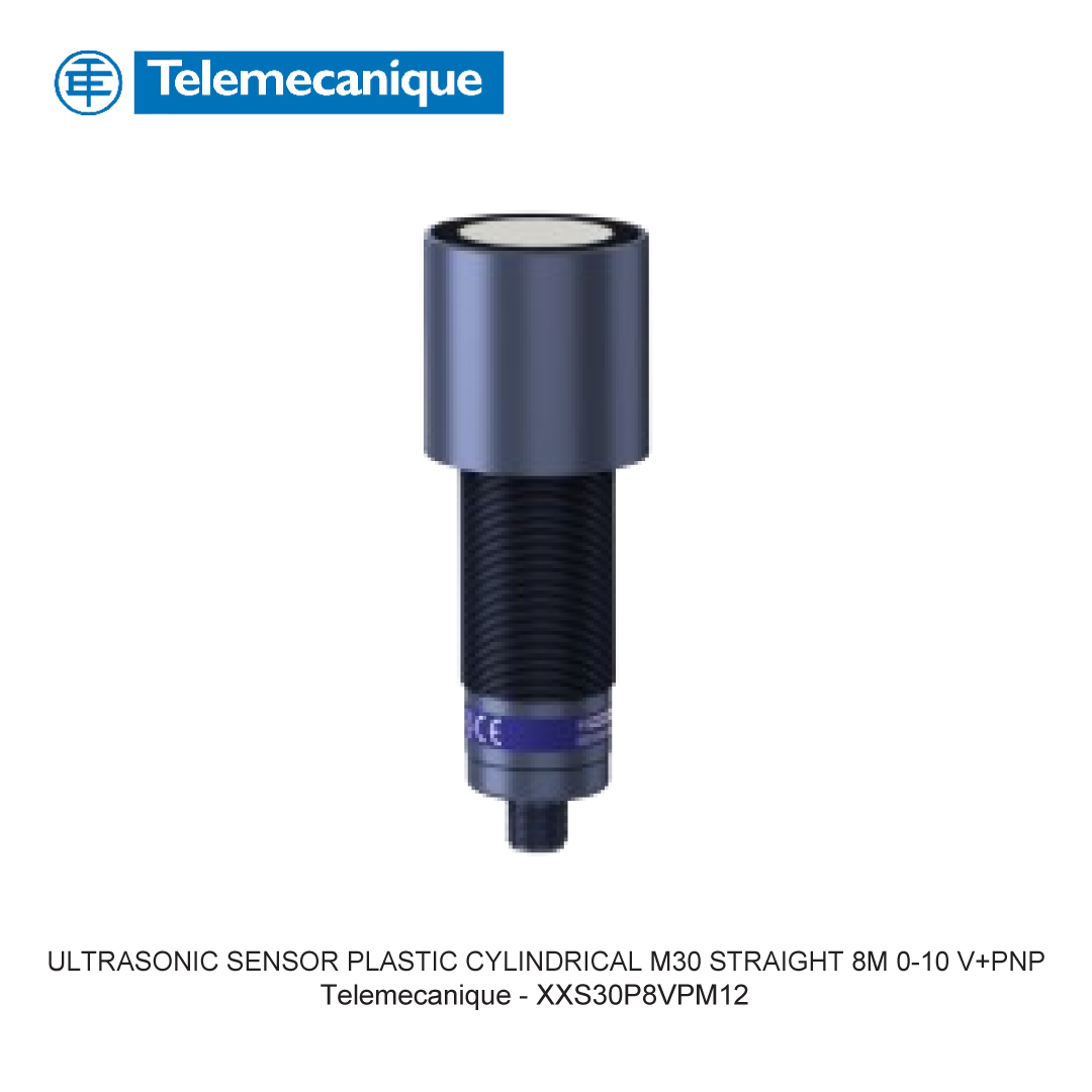 ULTRASONIC SENSOR PLASTIC CYLINDRICAL M30 STRAIGHT 8M 0-10 V+PNP