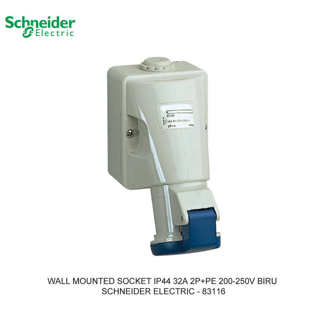 WALL MOUNTED SOCKET IP44 32A 2P+PE 200-250V BIRU