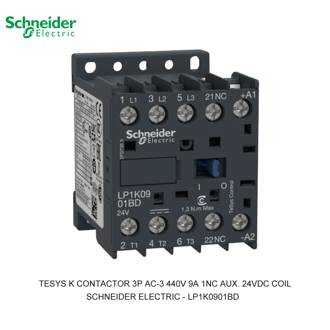 TESYS K CONTACTOR 3P AC-3 440V 9A 1NC AUX. 24VDC COIL