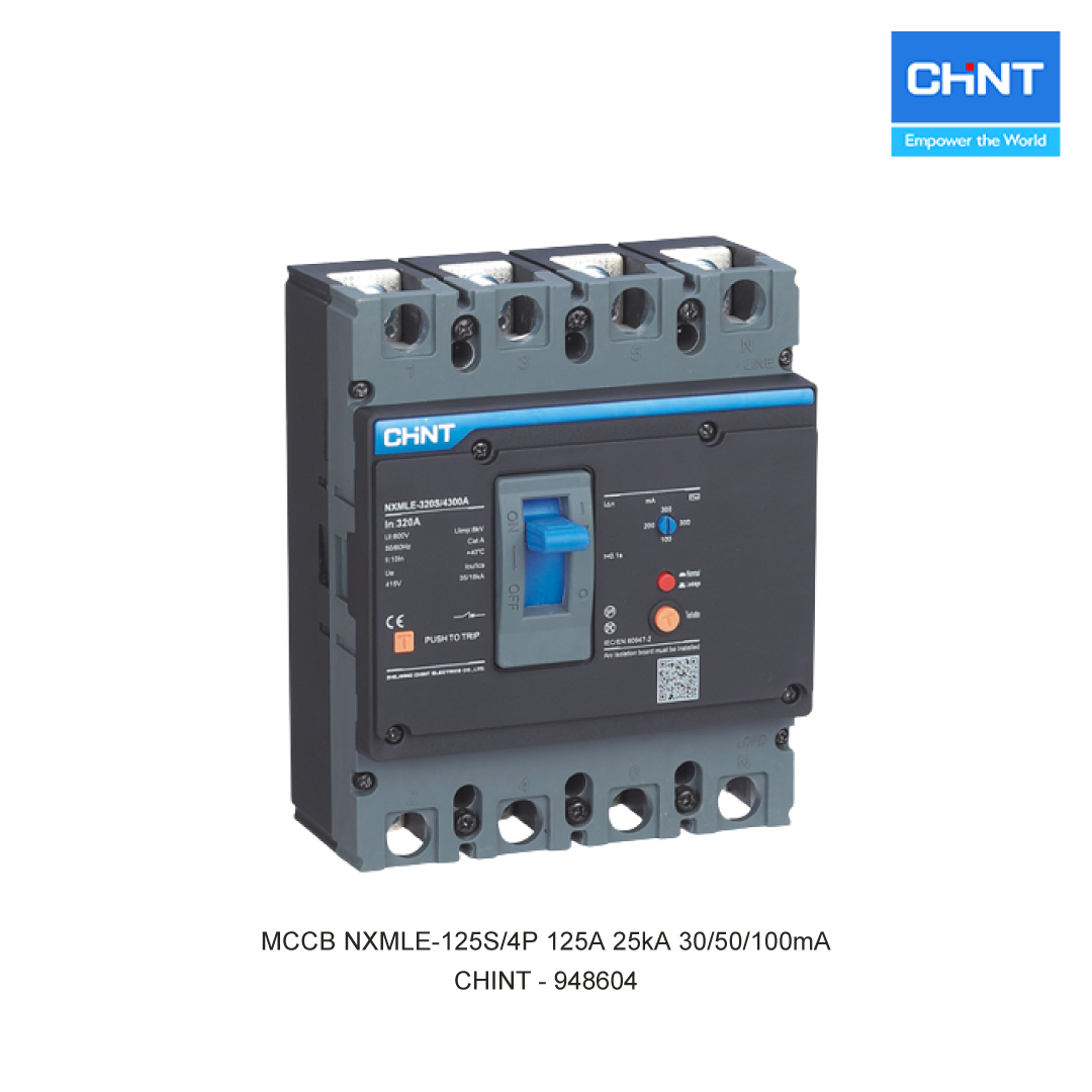 MCCB NXMLE-125S/4P 125A 25kA 30/50/100mA