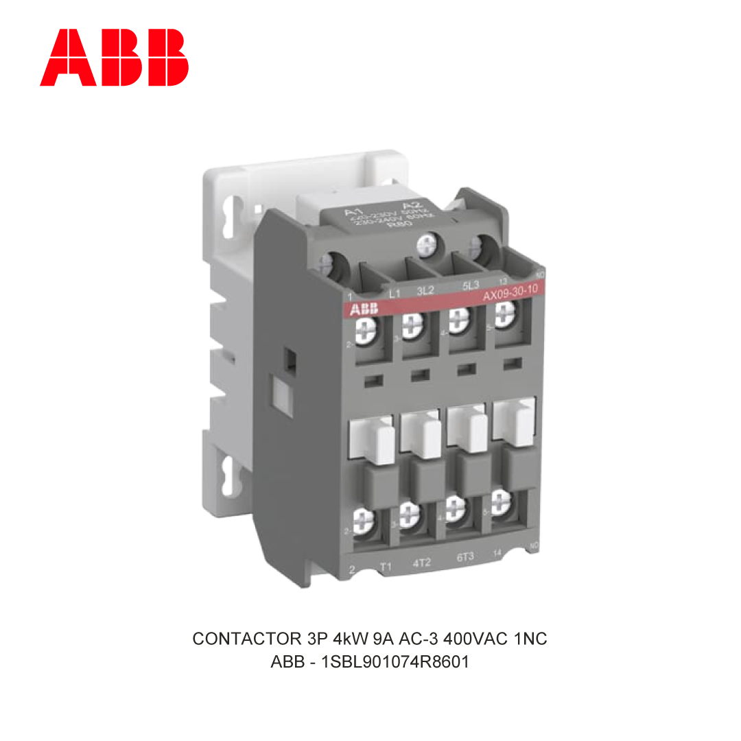 CONTACTOR 3P 4kW 9A AC-3 400-415V COIL 400VAC 1NC