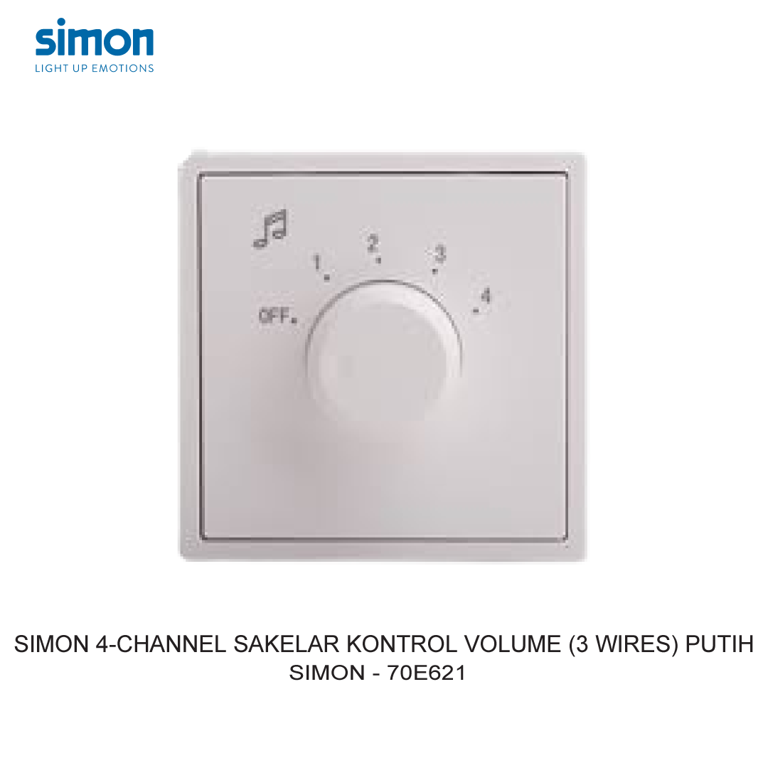 SIMON 4-CHANNEL VOLUME CONTROL SWITCH (3 WIRES) WHITE