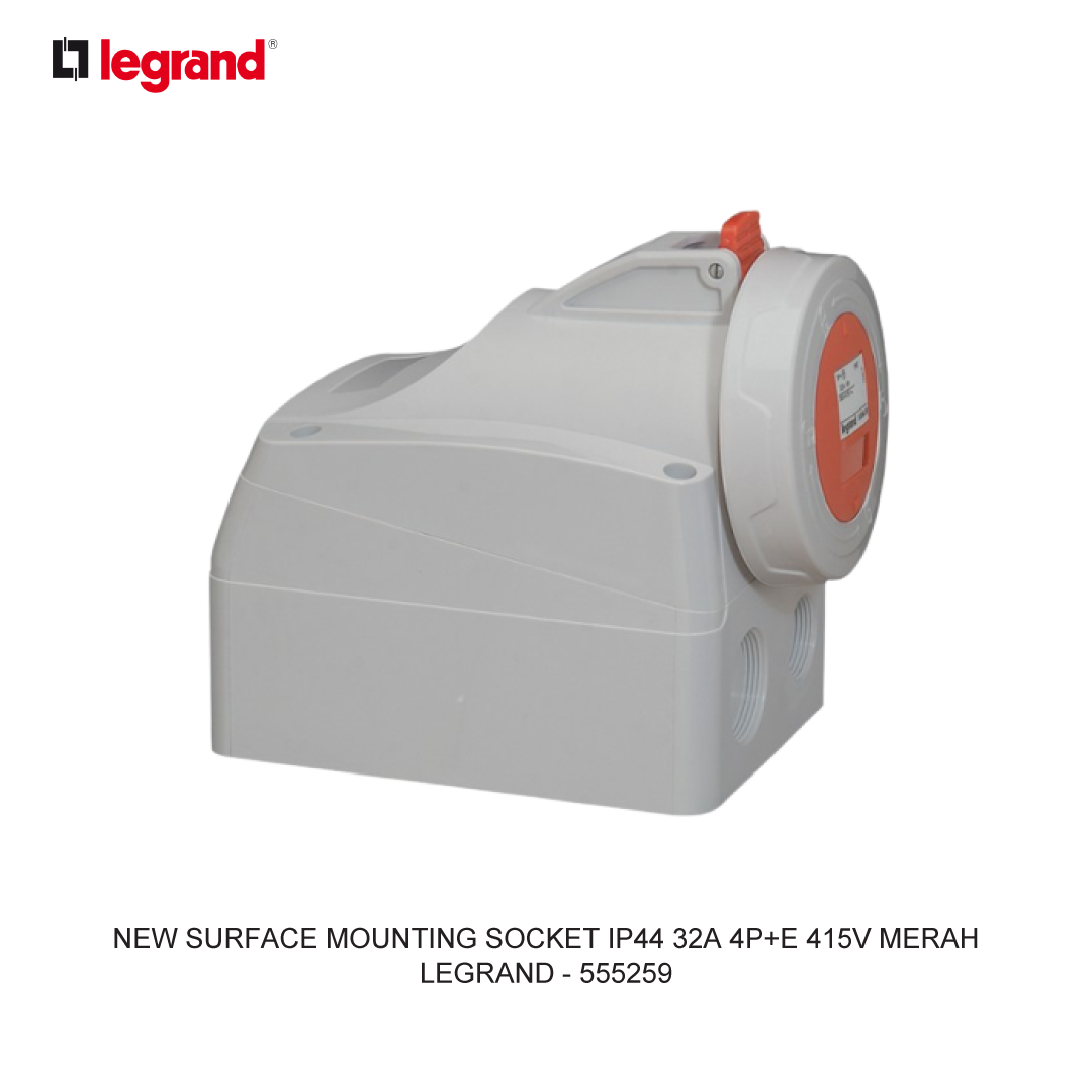 NEW SURFACE MOUNTING SOCKET IP44 32A 4P+E 415V RED