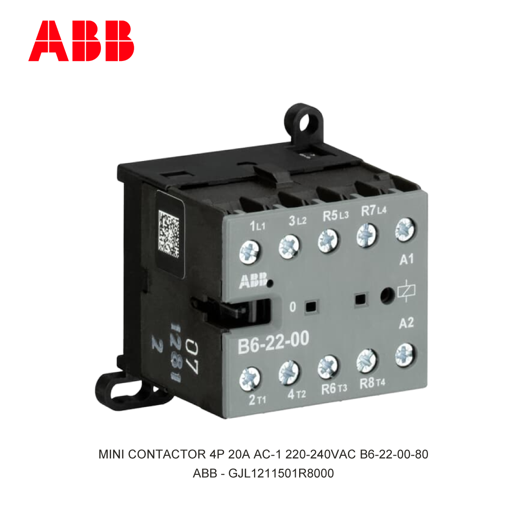 MINI CONTACTOR 4P 20A AC-1 220-240VAC B6-22-00-80