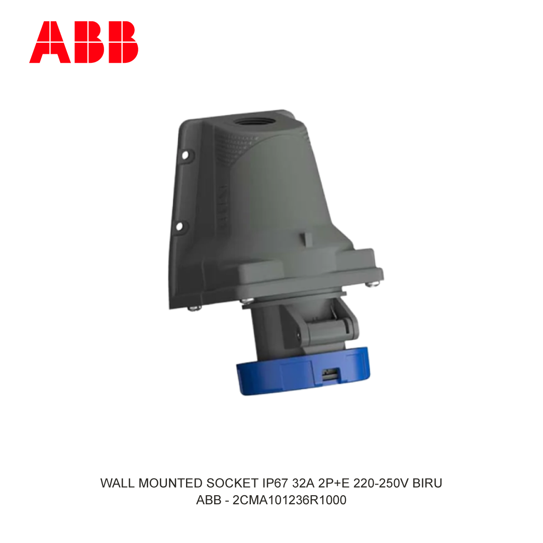 WALL MOUNTED SOCKET IP67 32A 2P+E 220-250V BIRU