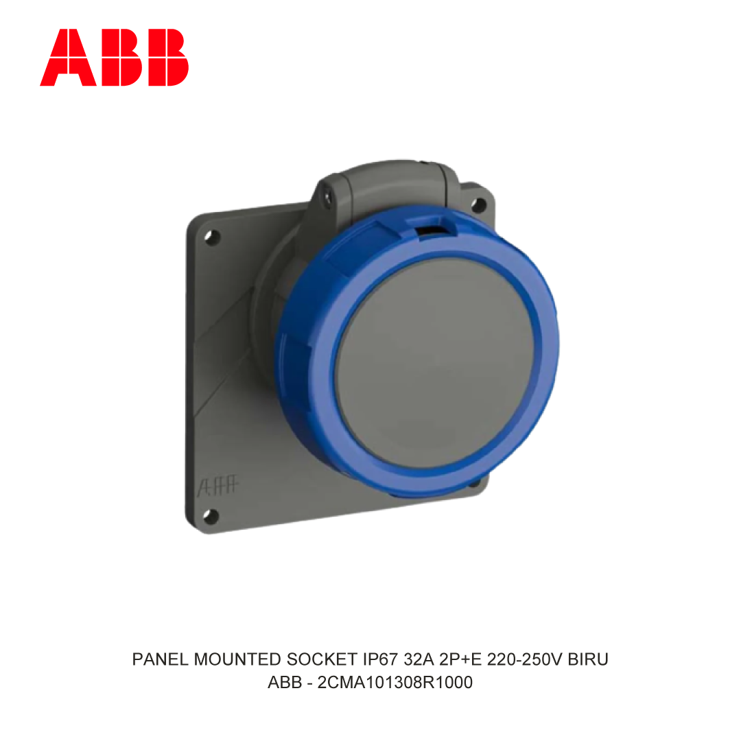 PANEL MOUNTED SOCKET IP67 32A 2P+E 220-250V BIRU