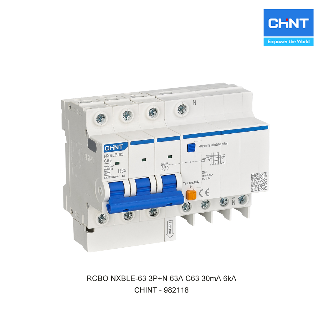 RCBO NXBLE-63 3P+N 63A C63 30mA 6kA