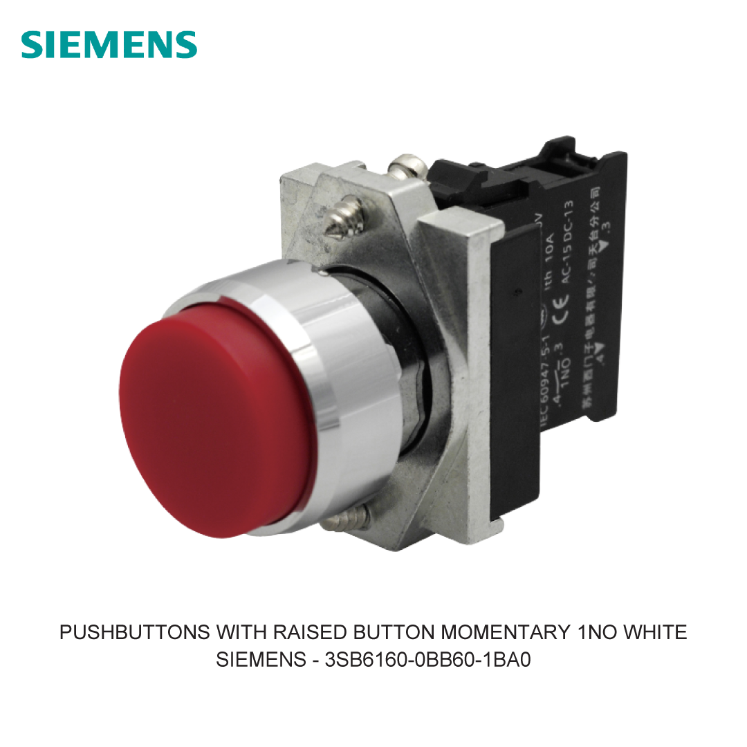 PUSHBUTTONS WITH RAISED BUTTON MOMENTARY 1NO WHITE