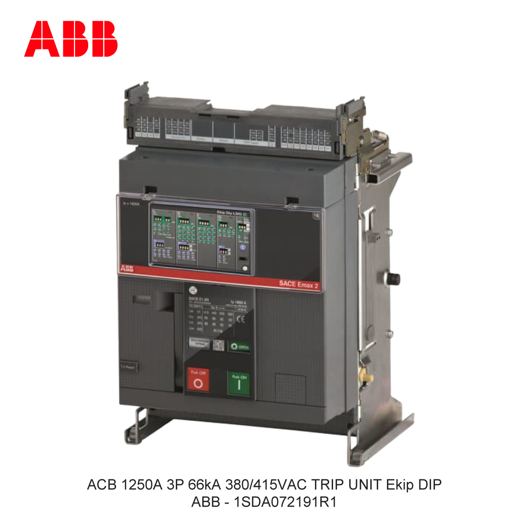 ACB 1250A 3P 66kA 380/415VAC TRIP UNIT Ekip DIP ABB
