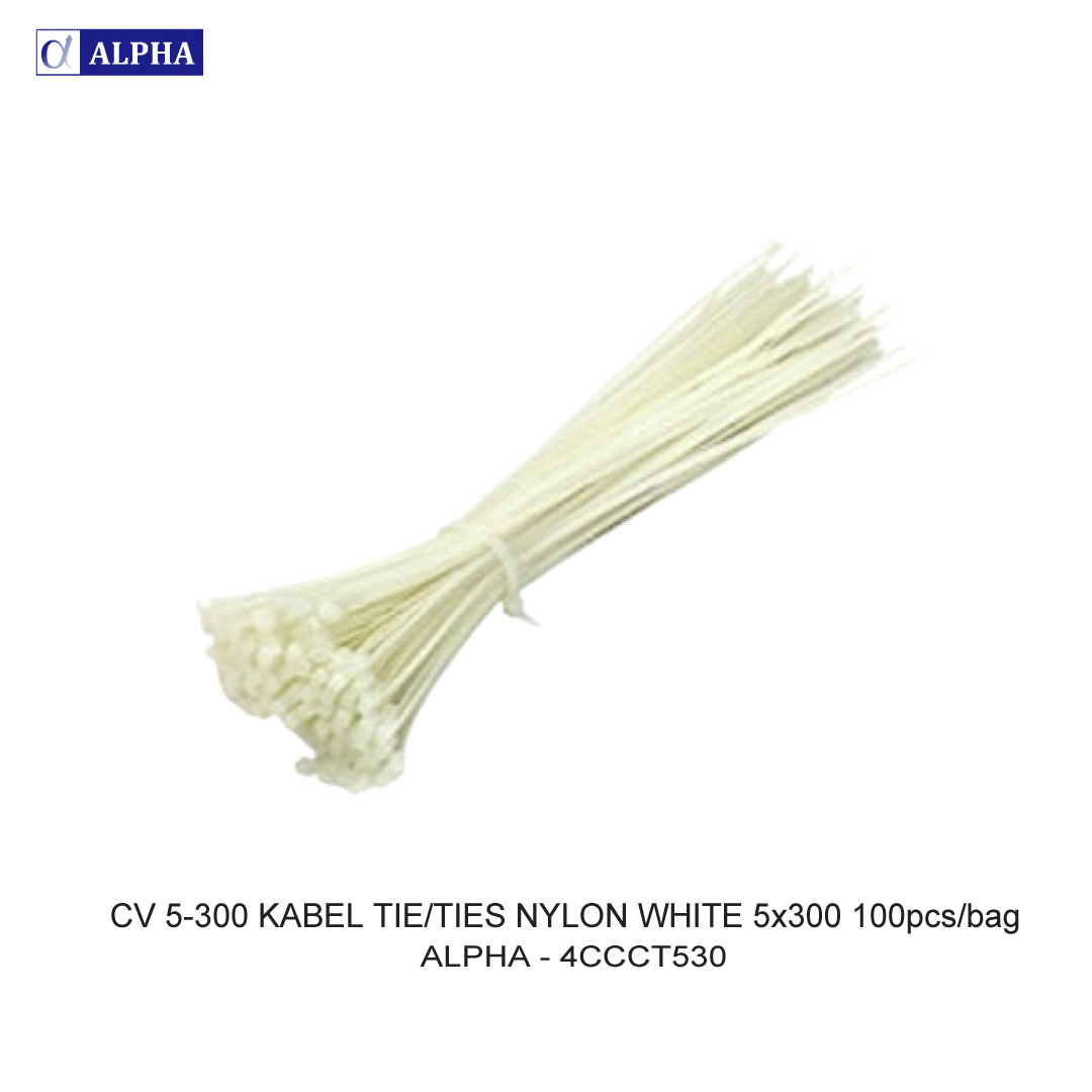 CV 5-300 CABLE TIE/TIES NYLON WHITE 5x300 100pcs/bag