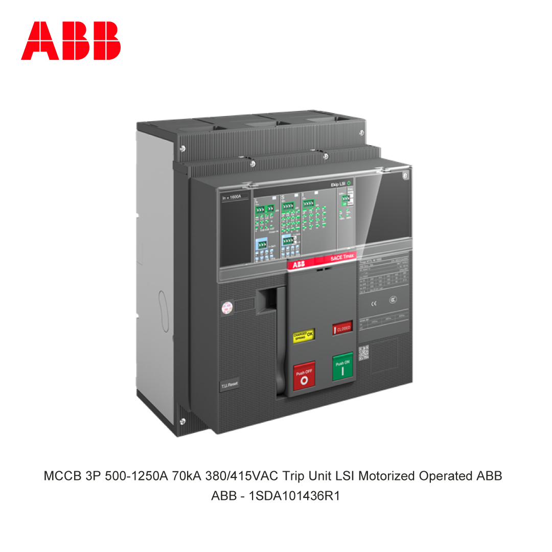 MCCB 3P 500-1250A 70kA 380/415VAC Trip Unit LSI Motorized Operated ABB