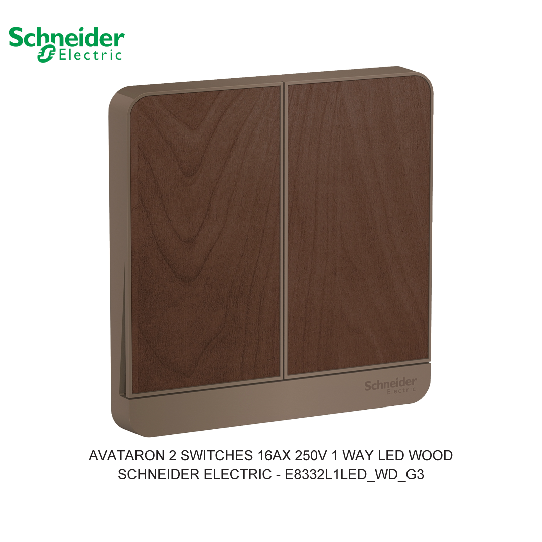 AVATARON 2 SWITCHES 16AX 250V 1 WAY LED WOOD