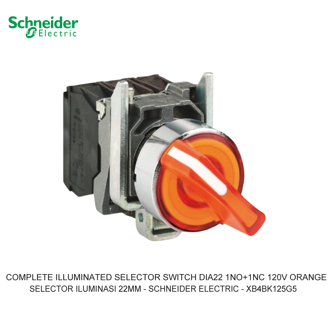 COMPLETE ILLUMINATED SELECTOR SWITCH 2-POSITION STAY PUT 1NO+1NC 120V ORANGE